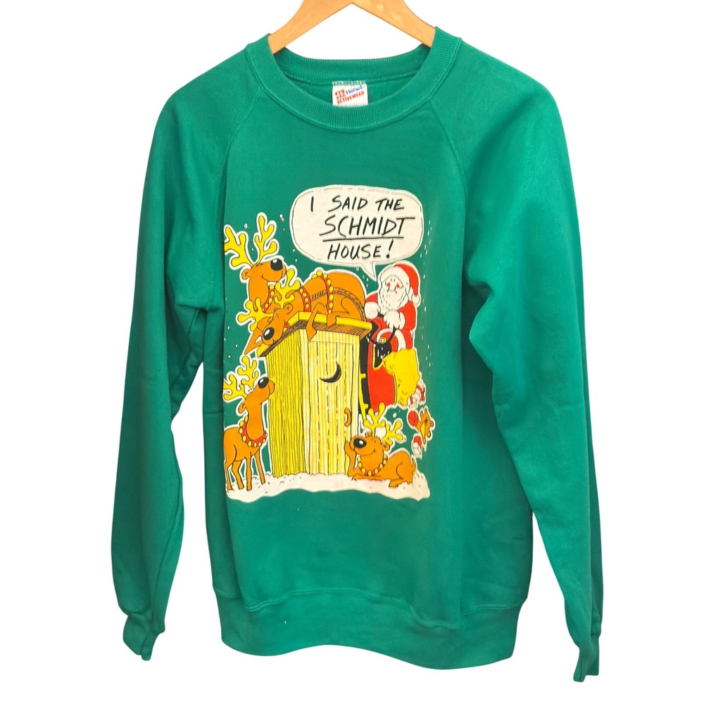 Vintage Hanes Sweatshirt Christmas Schmidt House Funny Retro Kitschy 80s 90s